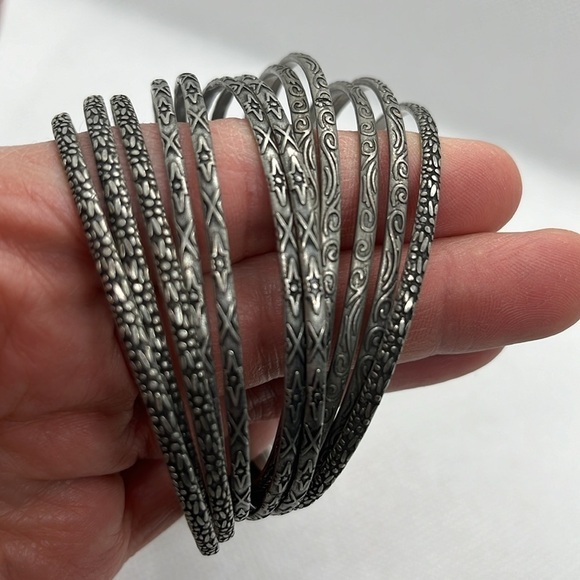 Womens Gold and Sliver Tone Stack Bangle Bracelets - Picture 11 of 16